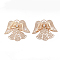 Brass Filigree Joiners Links, with Crystal Rhinestone, Cadmium Free & Nickel Free & Lead Free, Angel, Light Gold, 43.5x48.5x5mm