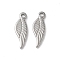 304 Stainless Steel Pendants,  Wing, Stainless Steel Color, 19.5x6.5x1.5mm, Hole: 1.8mm