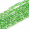 Electroplate Glass Beads Strands, AB Color Plated, Faceted, Rondelle, Light Green, 2.3~2.7x2mm, Hole: 0.4mm, about 144~150pcs/strand, 28~29cm