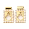 Rack Plating Brass & Acrylic Pearl Pendants, Long-Lasting Plated, Cadmium Free & Lead Free, Rectangle Charms, Strawberry, 16x10x3mm, Hole: 1.9mm