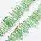 Electroplated Natural Quartz Stick Bead Strands, Dyed, Irregular Strip, Light Green, 11.5~32x2~6mm, Hole: 1mm, about 38~40pcs/strand, 7.8 inch(200mm)