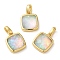 Rack Plating Brass with Synthetic Opal Pendants, Square, Champagne Yellow, 14x11x5.5mm, Hole: 5mm