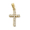 Ion Plating(IP) 304 Stainless Steel Micro Pave Cubic Zirconia Pendants, Cross Charms, Golden, 17.5x10x2mm, Hole: 4x2.5mm