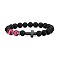 Cross Natural Obsidian & Dyed Tiger Eye Stretch Bracelet, Camellia