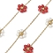 304 Stainless Steel Cable Chains, Flower, with Shell Pearl & ABS Imitation Pearl, Ion Plating(IP), Real 18K Gold Plated, Soldered, with Spool, Red, 8.5x9.5x3.5mm, about 32.81 Feet(10m)/Roll
