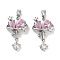 Brass Micro Pave Cubic Zirconia Pendants, Bowknot Charms, Cadmium Free & Nickel Free & Lead Free, Platinum, 22x13.5x6mm, Hole: 3x4mm