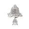 Rack Plating Brass Pave Cubic Zirconia Pendants, Long-Lasting Plated, Cadmium Free & Lead Free, Christmas Bell, Platinum, 21x16x15mm, Hole: 1.2mm