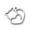 Anti-Tarnish 304 Stainless Steel Pendants, Laser Cut, Cat Charm, Stainless Steel Color, 19x17.5x1.5mm, Hole: 1.2mm