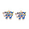 Alloy Enamel Pendants, Light Gold, Sheep, Colorful, 17x21x1.5mm, Hole: 1.2mm