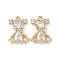 Brass Micro Pave Cubic Zirconia Charms, Nickel Free, Real 18K Gold Plated, Clear, 14x10.5x3.5mm, Hole: 1.5mm