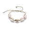 Adjustable Waxed Cotton Cord Braided Bead Bracelets, with Electroplated Cowrie Shell Beads and Natural Cowrie Shell Beads, White, Golden, 3~9cm