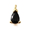 Brass Micro Pave Cubic Zirconia Pendants, Cadmium Free & Nickel Free & Lead Free, Teardrop Charms, Real 18K Gold Plated, Black, 9.5x5x4mm, Hole: 1.4mm