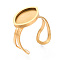 Ion Plating(IP) 304 Stainless Steel Cuff Pad Ring Settings, Horse Eye, Real 18K Gold Plated, 17.1x13.1mm, Inner Diameter: 21~21.5mm