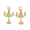 Brass Micro Pave Cubic Zirconia Pendants, Candlestick, with Jump Ring, Long-Lasting Plated, Cadmium Free & Lead Free, Rack Plating, Real 18K Gold Plated, 21x13x5.5mm, Hole: 3mm