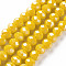 Electroplate Glass Beads Strands, Pearl Luster Plated, Faceted, Rondelle, Yellow, 3.5~3.8x3mm, Hole: 0.4mm, about 105~110pcs/strand, 29~31cm