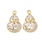 Brass Micro Pave Clear Cubic Zirconia Pendants, Nickel Free, Gourd, Real 18K Gold Plated, 19x12x7mm, Hole: 1.6mm