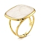304 Stainless Steel Enamel Open Cuff Rings for Women, Square, Real 18K Gold Plated, Adjustable