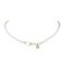 Brass Micro Pave Grade AAA Cubic Zirconia Letter Pendant Necklaces, Heart & Round Baking Painted Pearlized Glass Pearl Beaded Necklaces for Women, Letter G, 15.20 inch(38.6cm)