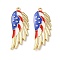 Independence Day Alloy Enamel Pendants, Golden, Wing, 47.5x18.5x3mm, Hole: 2mm