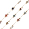 304 Stainless Steel Link Chains, with Gemstone Beads & Spool, Unwelded, Colorful, 1.2x0.2mm