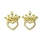 Eco-Friendly Brass Micro Pave Cubic Zirconia Pendants, Long-Lasting Plated, Real 18K Gold Plated, Cadmium Free & Lead Free, Heart, Clear, 27x23x2.5mm, Hole: 1.8mm