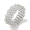 Non-Tarnish 304 Stainless Steel Wave Finger Rings for Women, Stainless Steel Color, 7.5mm, Inner Diameter: 17mm