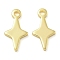 Brass Charms, Star, Real 18K Gold Plated, 10x5x1mm, Hole: 0.9mm