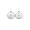 Non-Tarnish 304 Stainless Steel Charms, Flat Round with Star, Stainless Steel Color, 15x12x2mm, Hole: 1.6mm