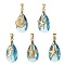 Ocean Themes Alloy & Glass Teardrop Pendants, Golden, 27x13x9~10.5mm, Hole: 5x4mm