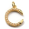 Brass Pendants, with Plastic Imitation Pearls and Jump Ring, Long-Lasting Plated, Lead Free & Cadmium Free, Double Horn/Crescent Moon Charm, Real 18K Gold Plated, 18x14x2.8mm, Hole: 3.2mm