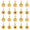 20Pcs Brass Micro Pave Cubic Zirconia Pendants, with Jump Ring, Sun with Eye, Real 18K Gold Plated, Mixed Color, 12.5x10x2.7mm, Jump Rings: 5x0.8mm, Inner Diameter: 3mm