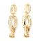 Brass Micro Pave Clear Cubic Zirconia Fold Over Clasps, Cadmium Free & Nickel Free & Lead Free, Oval Shape, Real 18K Gold Plated, 42.5mm, Hole: 0.5mm