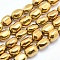 Electroplate Non-magnetic Synthetic Hematite Beads Strands, Nuggets, Golden Plated, 7x4~5mm, Hole: 1mm, about 57pcs/strand, 15.7 inch(40cm)