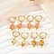 Flower Brass Enamel Hoop Earrings, Rack Plating, Long-Lasting Plated, Lead Free & Cadmium Free, Real 18K Gold Plated, Mixed Color, 32x10.5mm