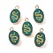 Natural white Jade Pendants, Dyed & Heated, Golden Plated Brass Oval Charms with Snake, 17.5x10.5x5mm, Hole: 1.6mm