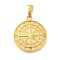Ion Plating(IP) 304 Stainless Steel Pendants, Flat Round with Compass Charm, Golden, 25.5x22x3mm, Hole: 7x3.5mm