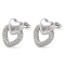 Heart Brass Micro Pave Clear Cubic Zirconia Stud Earrings, Long-Lasting Plated, Lead Free & Cadmium Free, Platinum, 17.5x15mm