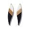 Opaque Resin & Walnut Wood Big Pendants, Leaf Charms, Black, 53x11.5x3mm, Hole: 1.8mm