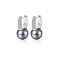 Anti-Tarnish Rhodium Plated 925 Sterling Silver Ring Hoop Earrings,  with 925 Stamp, Dark Slate Blue, 19x8.4mm