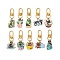 10Pcs 10 Styles Plant with Cat Alloy Enamel Pendant Decorations, Swivel Clasps Charms for Bag Ornaments, Mixed Color, 55~66mm, 1pc/style