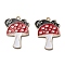 Autumn Theme Alloy Enamel Pendants, Cadmium Free & Lead Free, Mushroom with Cat, Light Gold, Red, 31x23x1.5mm, Hole: 2mm