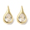 Rack Plating Real 18K Gold Plated Brass Teardrop Dangle Earrings, with Cubic Zirconia, Long-Lasting Plated, Lead Free & Cadmium Free, Clear, 17.5x9x9mm