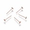 304 Stainless Steel Stud Earring Findings, Flat Round, Rose Gold, 3x0.3mm, Pin: 0.7mm
