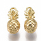 Brass Charms, Pineapple, Nickel Free, Real 18K Gold Plated, 12x5.5mm, Hole: 1mm