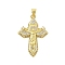 Cross Theme Rack Plating Brass Micro Pave Cubic Zirconia  Pendants, Long-Lasting Plated, Lead Free & Cadmium Free, Cross with Jesus, Real 18K Gold Plated, 33x23x6mm, Hole: 3.5x5mm