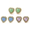 Cubic Zirconia Heart Stud Earrings, Rack Plating Real 18K Gold Plated Brass Earrings, Long-Lasting Plated, Cadmium Free & Lead Free, Mixed Color, 16.5x16mm