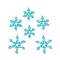 6Pcs 3 Styles Glass Snowflake Pendants, with Eco-Friendly Copper Wire, Faceted, Sky Blue, 40x32x4mm, Hole: 4mm