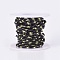 Handmade Glass Beaded Chains, Soldered, with Brass Findings, with Spool, Long-Lasting Plated, Real 18K Gold Plated, Cuboid, Black, 4.5x2.5~3x2.5~3mm, 2mm, about 32.8 Feet(10m)/roll