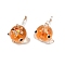 Handmade Lampwork Beads, Pufferfish, Orange, 16~17x27~28x19~21mm, Hole: 1.1mm