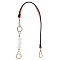 Imitation Leather Bag Straps & Plastic Imitation Pearl Beaded Extender, with Alloy Clasp, Chocolate, 51cm